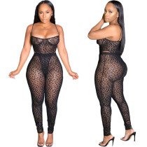 2020 Summer Women Sexy Jumpsuits Net Yarn Perspective Halter Close-fitting Long Trousers 202004267081