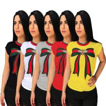 2020 Fashion Features Digital Printing Women's Round Neck T-Shirt Multicolor Elastic Good Casual Women 20200311063