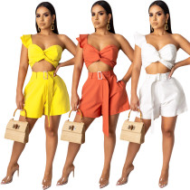 2020 Summer Two Piece Set Women Clothing Sexy Solid Color Bra Short Pants Fashion Leisure 202004215121