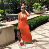 2020 Fashion Sexy Casual Summer Dress Solid Color Slim Strapless Strapless Long Dress 202005243764