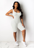 Summer Trendy Fashion Ladies Solid Color Knitted Suspenders Sexy Low-Cut Open-Back Sleeveless Slim Slim Jumpsuit BL2007141016