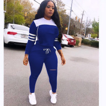 Ladies Autumn Casual Fashion Trend Temperament All-match Sport Slim Hooded Bandage Pocket Burnt Flower Long Sleeve Trousers Two-piece CX2008275859