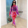 Ladies Summer Casual Fashion Trend Temperament All-match Sexy Hooded Bandage Tie-dye Letter Printed Long Sleeve Trousers Two-piece CX2008310315