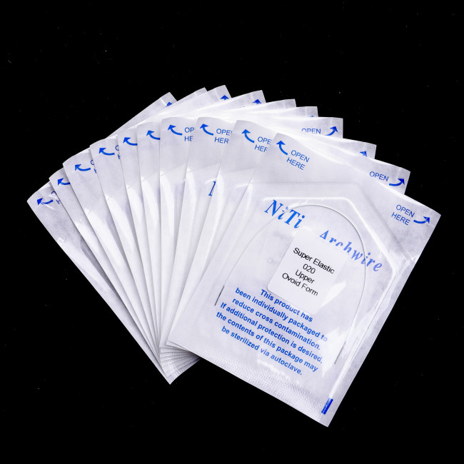 10Packs Dental Orthodontic Super Elastic NITI  Round/Rectangular Arch Wire White Color Coated Ovoid Form