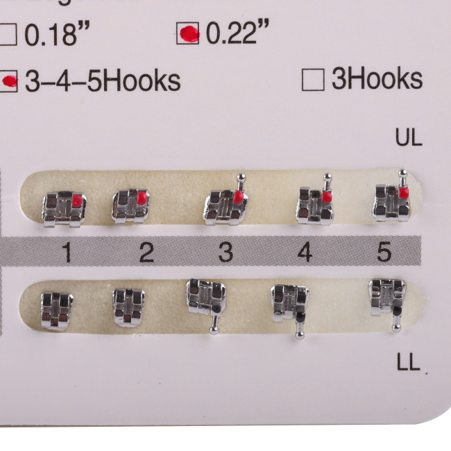 10Packs Dental Orthodontic Metal Brackets Braces MIni/Standard/Edgwise Roth/MBT Slot.022&018 Hook3/Hook 3-4-5
