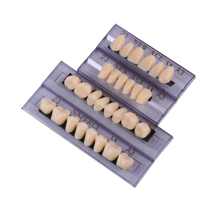 28Pcs/Box Dental Denture Acrylic Resin False Teeth A2 A3 22#-24# Choosable Upper And Lower Shade