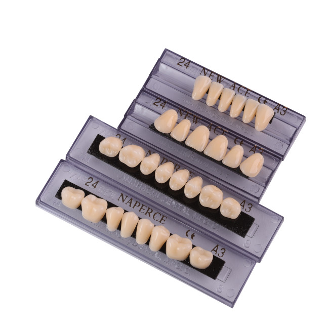28Pcs/Box Dental Denture Acrylic Resin False Teeth A2 A3 22#-24# Choosable Upper And Lower Shade