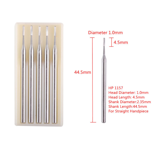 5PCS/Box Dental Trimming Straight Handpiece Carbide Burs HP557/558/701L/1156/1157/1557/1558