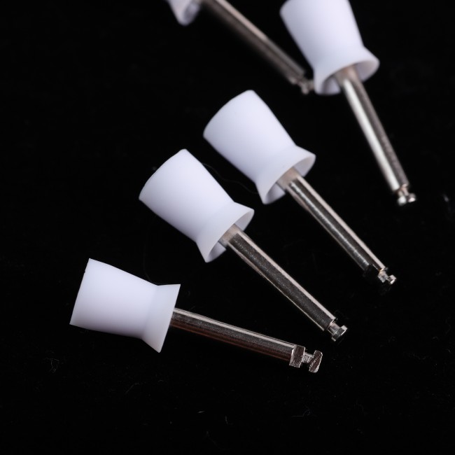 100Pcs/Box Dental Prophy Polishing Cups Tooth Polish Brush Latch Type Rubber White 6.3x2.33mm