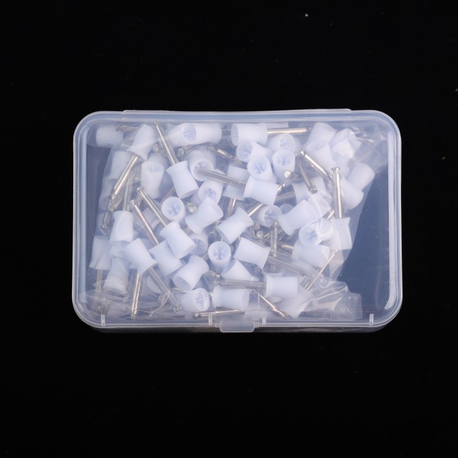 100Pcs/Box Dental Prophy Polishing Cups Tooth Polish Brush Latch Type Rubber White 6.3x2.33mm