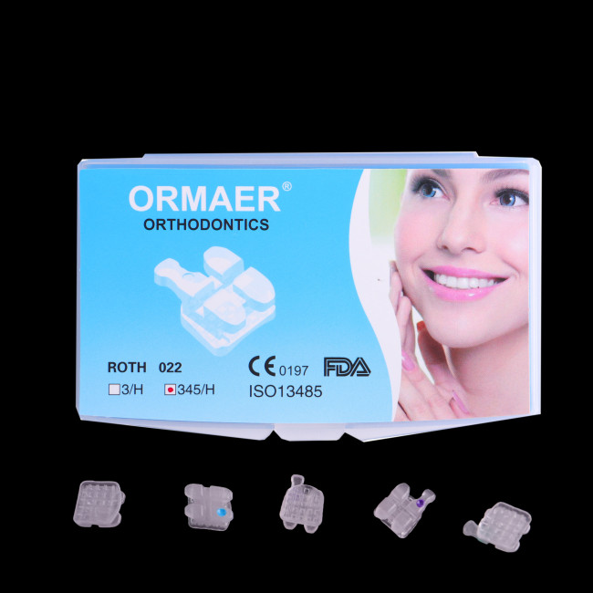 ORMAER Dental Orthodontic Ceramic Brackets Brace 3M Style Roth MBT 022/018 Hook 3/345