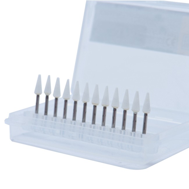12 Pcs/Pack Dental Polishing White Stone FG CN1 Handpiece Burs Cone Flame Drills Aluminum Oxide Dentist Lab Teeth Whiting Tools