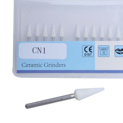 12 Pcs/Pack Dental Polishing White Stone FG CN1 Handpiece Burs Cone Flame Drills Aluminum Oxide Dentist Lab Teeth Whiting Tools