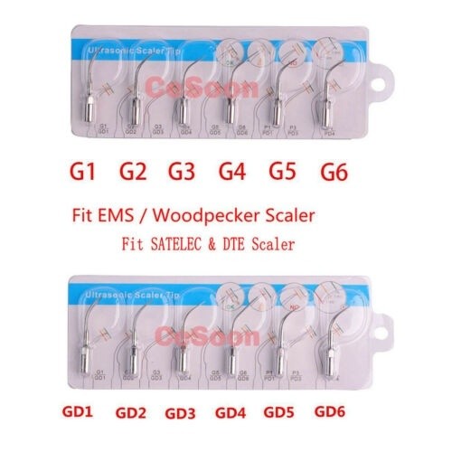 6Pcs Dental Ultrasonic Scaler Scaling Tips Tip Piezo Perio Fit Handpiece Woodpecker EMS DTE SATELEC