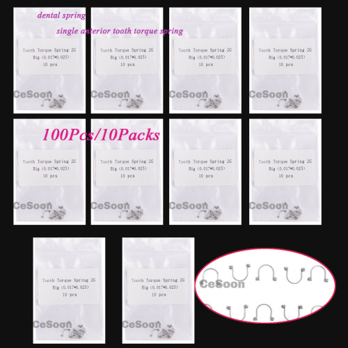 100Pcs/10Packs Dental Orthodontic Spring Single Anterior Tooth Torque Rectangular Spring Arch Wire