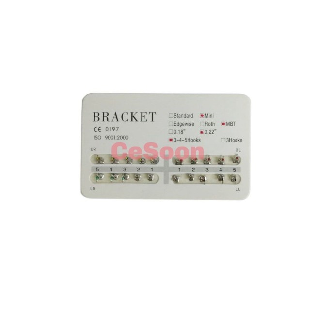 20Sets Dental Orthodontic Brackets Braces Metal Mini MBT 0.022 Slot Hooks 3-4-5 For Dental Treatment
