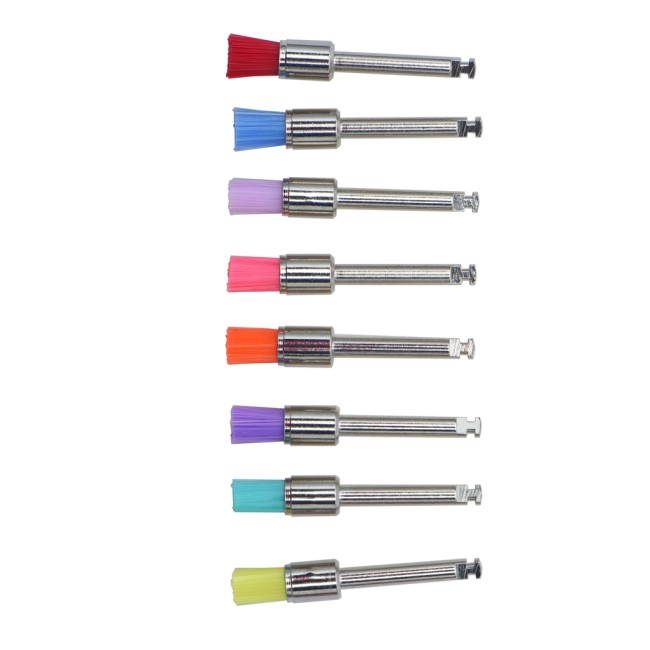 100 pcs dental Nylon Flat prophy brush polishing latch type black/white/mixed colors dental brush