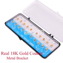 Dental 18K Gold Coated Orthodontic Metal Bracket Mini Roth 022 3-4-5 20pcs/set