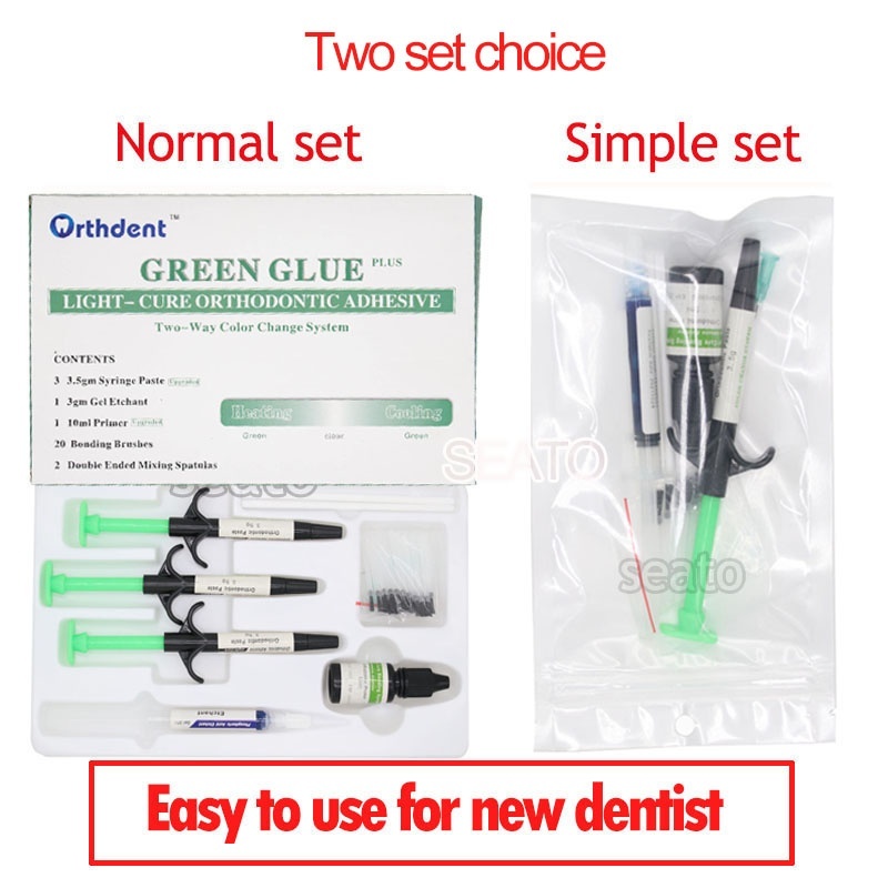 Dental Orthodontic Bonding Paste Light Cure Adhesive Green Glue Adhesive  paste Syringe Primer Bottle 37%