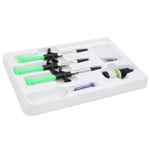1 kit de adhesivo de ortodoncia de curado por luz Dental, sistema de unión ortopédica, soportes de resina de pasta de pegamento verde