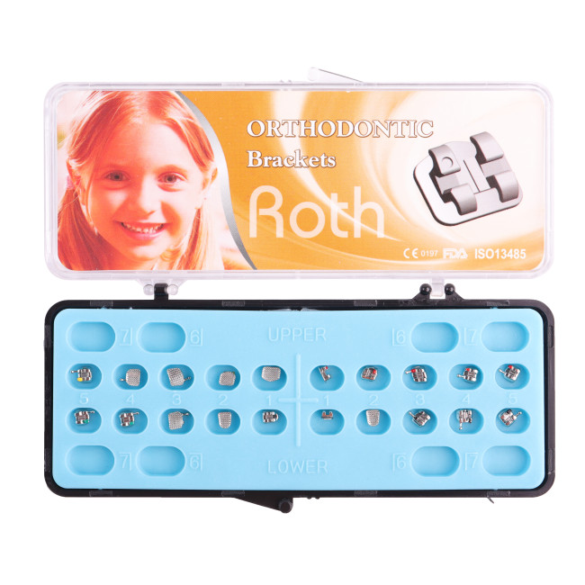 10 paquetes de soportes metálicos adheribles de ortodoncia dental Mini Roth / MBT 018 y 022 ganchos 345