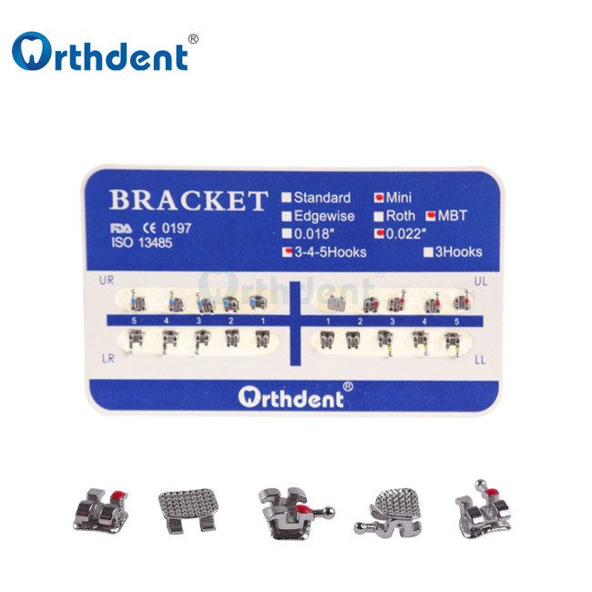 10Packs Dental Orthodontic Brackets Braces Metal Mini Roth/MBT/Edgewise 022/018 Hooks 3-4-5 For Dental Treatment