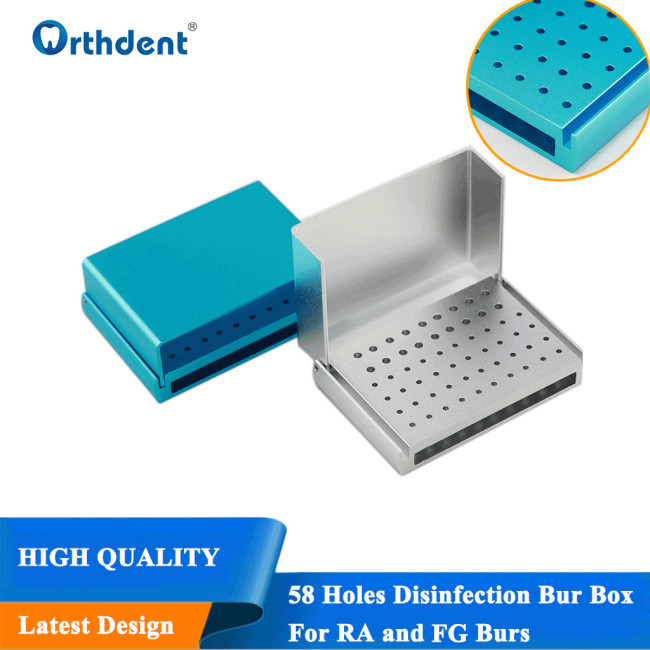 58 Holes Dental Bur Holder Stand Autoclave Sterilizer Case Endo Files Disinfection Box