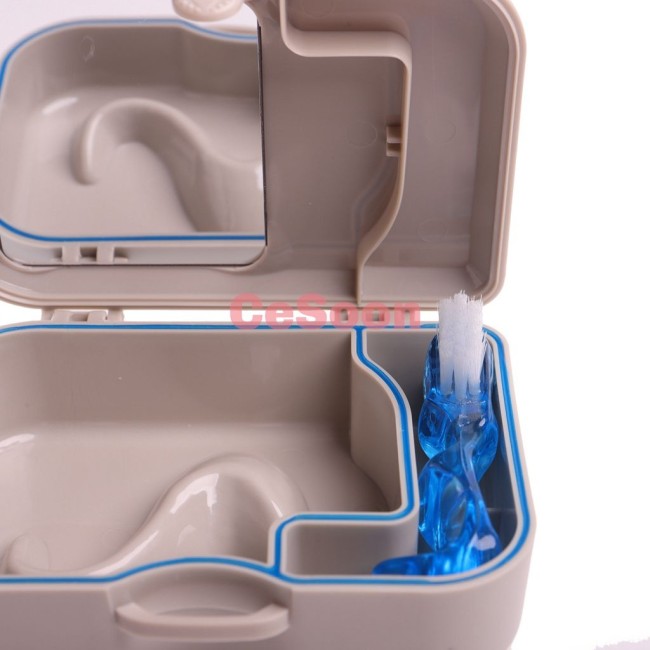 New Denture Box with Mirror And Clean Brush More Convenient