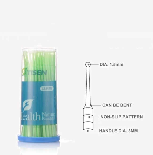 Dental Disposable Micro Applicators Brushes Oral Care fine Yellow 100pcs/Box
