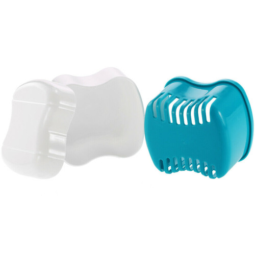 Denture Bath Case Denture Box with Strainer Basket Container Dental Tooth Storage Bath Case Teeth Rinsing Basket