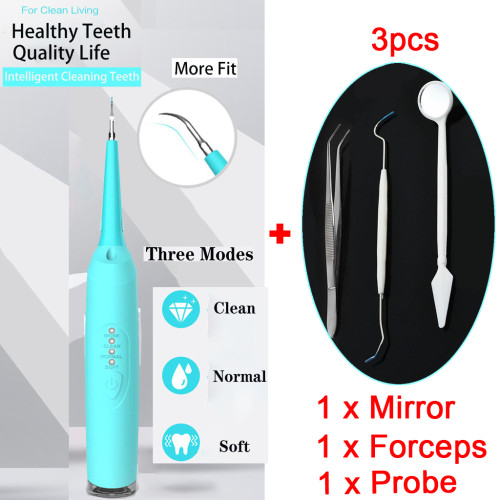 Household Electric Ultrasonic Tooth Cleaner Teeth Stains Tartar Calculus Remover Whitening Dental Cleaner and 3pcs Dental Tools Kit