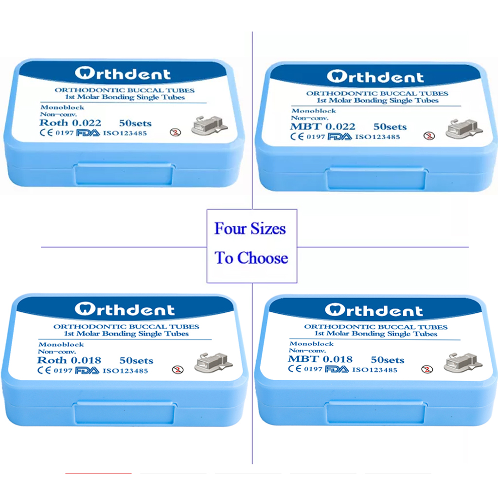 200pcs Dental Orthodontic Buccal Tubes – 1st & 2nd Molar, Roth MBT, Bondable Metal