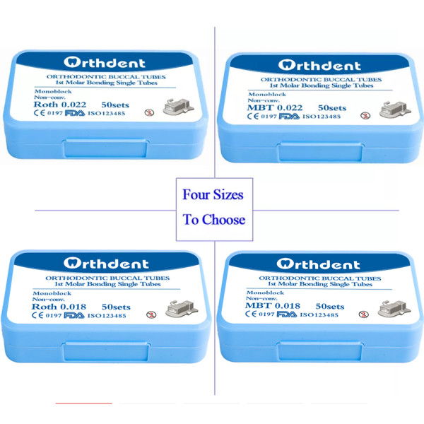 50Sets Dental Orthodontic Buccal Tube MBT&Roth 022/018 1st Molar Buccal Tubes Monoblock Non-convertable