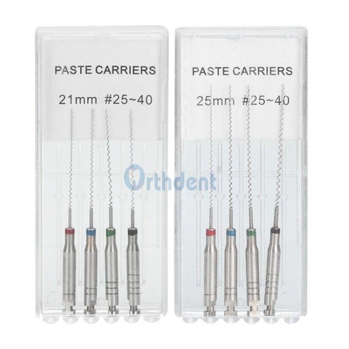 4Pcs Dental Rotary Paste Carriers Stainless Steel Engine #25-#40 21/25 Mm Root Canal File