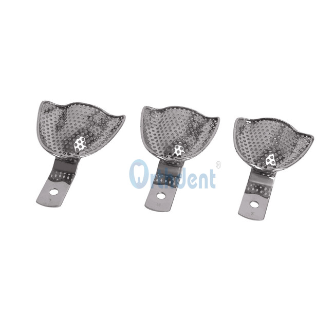 6Pcs/ Set Dental Autoclavable Metal Impression Tray Perforated Stainless Upper/Lower