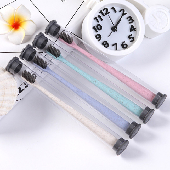 Bamboo Charcoal Toothbrush Adult High Quality Soft Wheat Toothbrush Portable Tube a Toothbrush Wholesale
