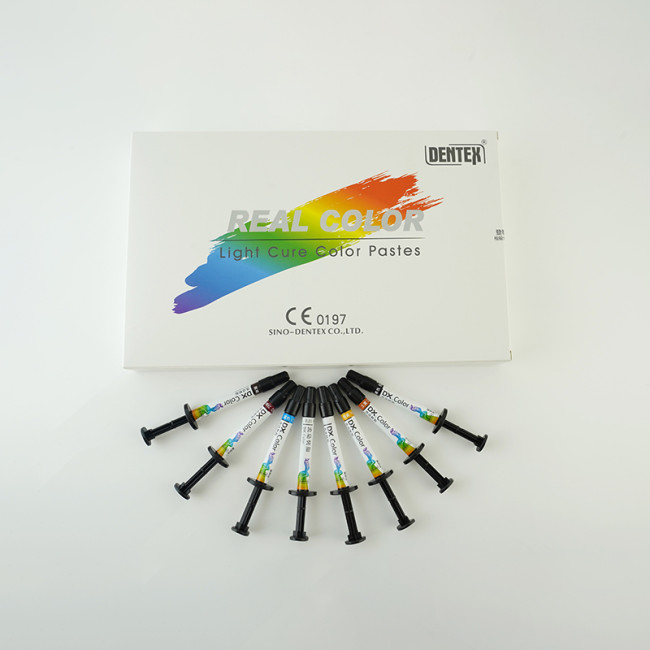 DENTEX Dental Light Cure Color Composite Dyeing Material Kit 8 Colors are Available for Custom Shade