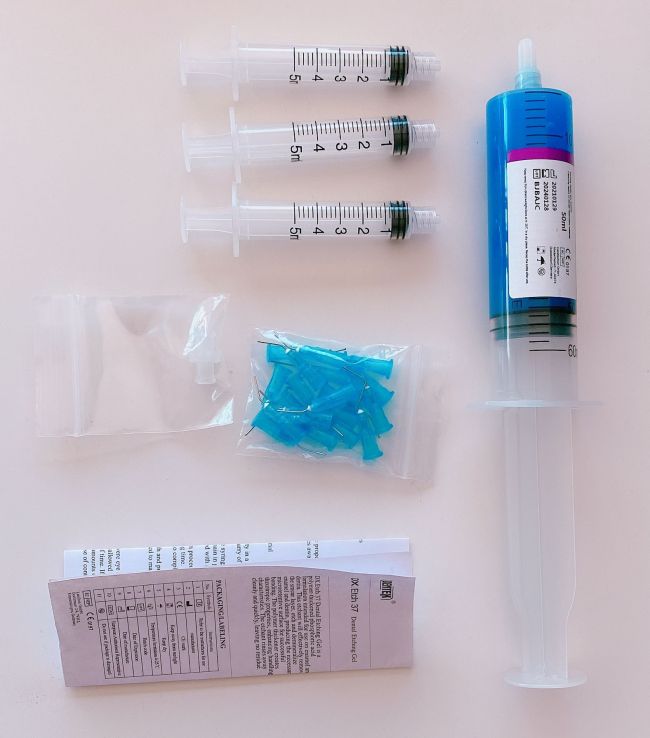 DENTEX Dental Acid Etching Gel Blue 37% Phosphoric 50ML KIT Syringe Etchant for Etching Bonding Procedures