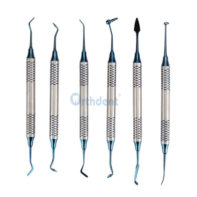 1 Set Dental Composite Filling Instruments Restoration Placement Contouring CT1 - CT7/Blue Titanium Coated Restorative Kit