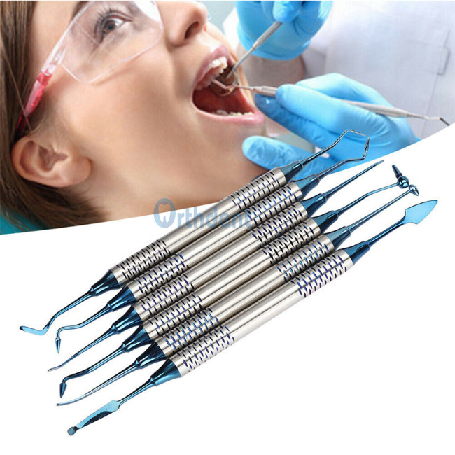 1 Set Dental Composite Filling Instruments Restoration Placement Contouring CT1 - CT7/Blue Titanium Coated Restorative Kit