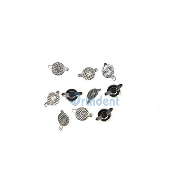 10Pcs/Bag Dental Orthodontic Lingual Buttons with Cleat Double Wing Mesh Round Base Bondable Stainless Steel Dentistry Material