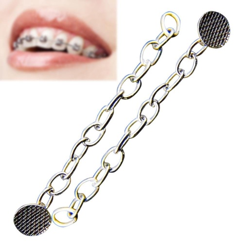2 Pcs/Pack Dental Orthodontic Button Chain Lingual Traction Chain Round Bottom