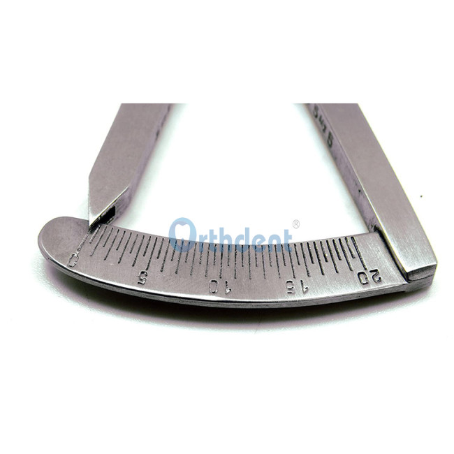 Dental Gauge Caliper Curved/Straight Head Stainless Steel Ruler 0 - 20/40 MM Scale Surgical for Measure Dentistry Lab Tools Materials