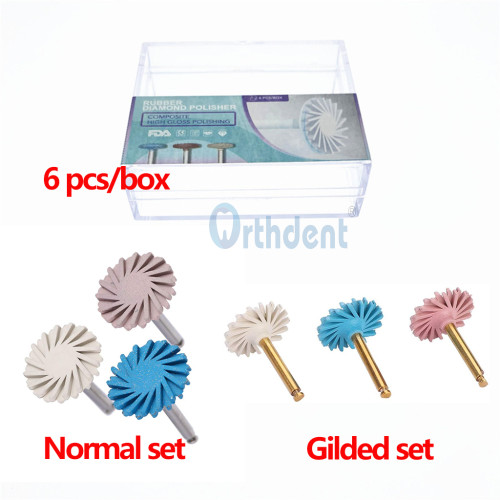 6 Pcs/Box Mixed Dental Composite Resin Polishing Disc Kit Spiral Brush Burs Rubber Diamond Polisher 2 orders