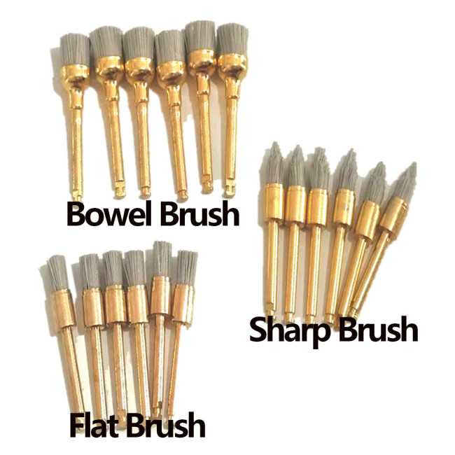 100 Pcs/Pack Dental Polishing Brushes Alumina Flat/Sharp/Bowel Polishing Polisher Prophy Brushes Bristles
