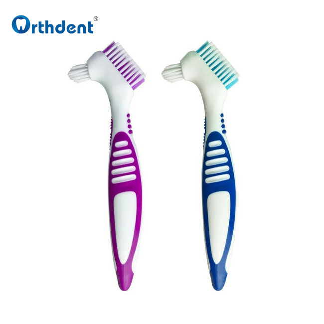 1PCS Denture Cleaning Toothbrush Multi Layered Bristles False Teeth Brush Oral Care Tools Rubber Handle Materials Dental Scalers