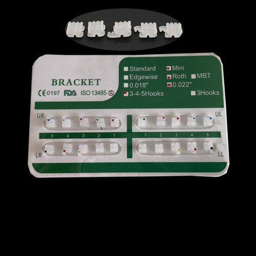 20 Pcs/Pack Dental Ceramic Brackets Braces Mini Roth/MBT 022 Hooks 345