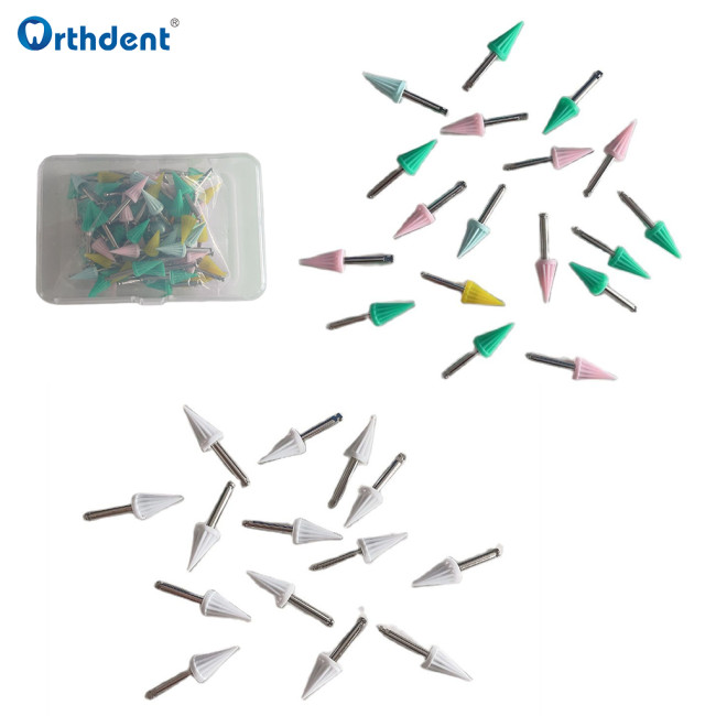 100 Pcs/Box Dental Polishing Brush Dentistry Silicone Rubber Polisher Cup Umbrella Dentist Materials Mixed Type Color