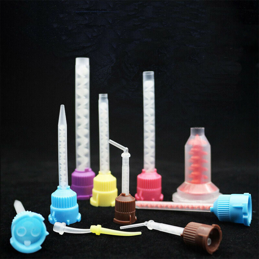 50Pcs/Set 1:1 Dental Impression Mixing Tips Syringe Mixing Head Disposable Tube Silicone Rubber Mixing Tip Dentistry Tool