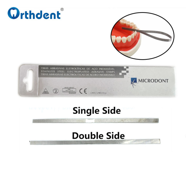12Pcs/Kit Dental Metal Polishing Stick Strips Single Double Side Alumina-Plated Sanding Surface Width 4 Mm Dentist Materials